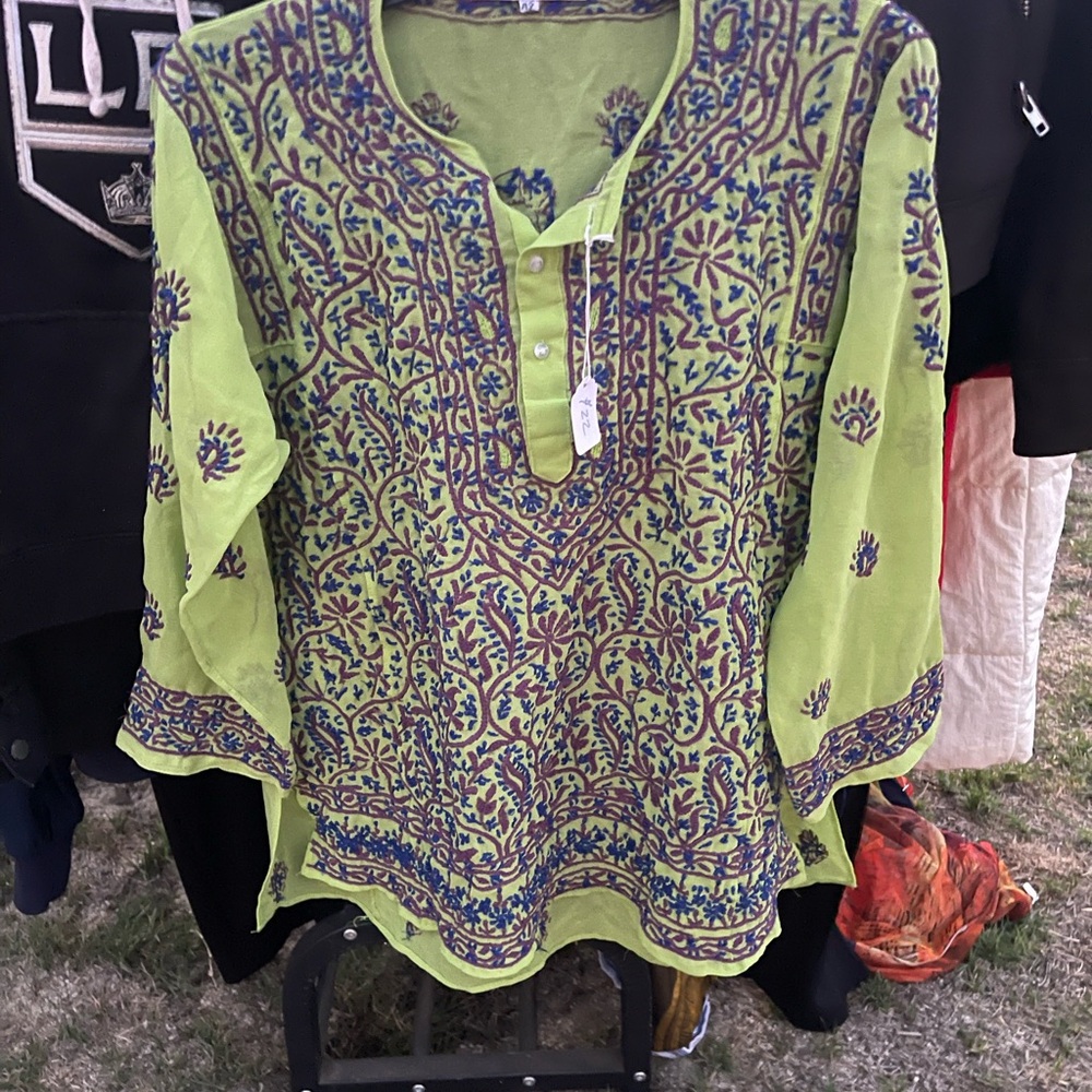 Vibrant Green and Blue Women's Tunic
